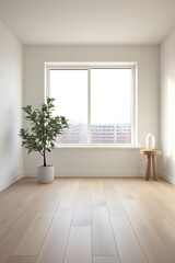 Fototapeta na wymiar Bright and Airy Minimalist Living Room