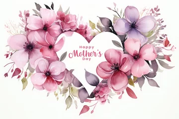 Foto op Plexiglas Happy mothers day Illustration, mothers love relationships between mother and child with flower in the background © pixeness