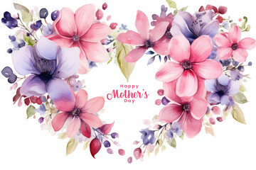 Happy mothers day Illustration, mothers love relationships between mother and child with flower in the background - obrazy, fototapety, plakaty