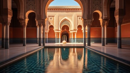 Architecture that is in the moroccan style.