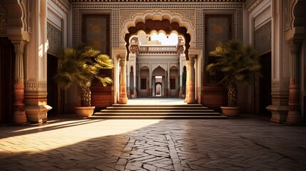 Architecture that is in the moroccan style. - obrazy, fototapety, plakaty