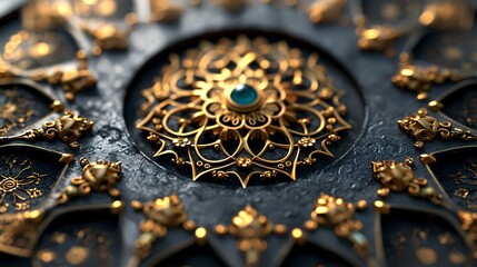 Close-up of a decorative ornament in the form of a clock