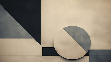 Monochromatic Minimalist Abstract Illustration: Geometric Shapes in a Black and White Composition, Contemporary Graphic Artwork with Simplistic Design Elements.