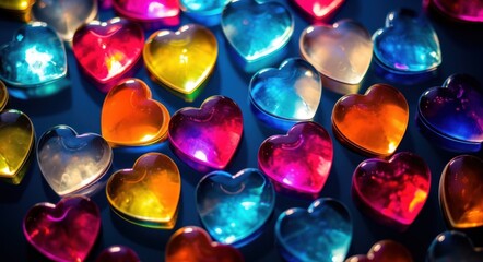 colored hearts with different colors - obrazy, fototapety, plakaty