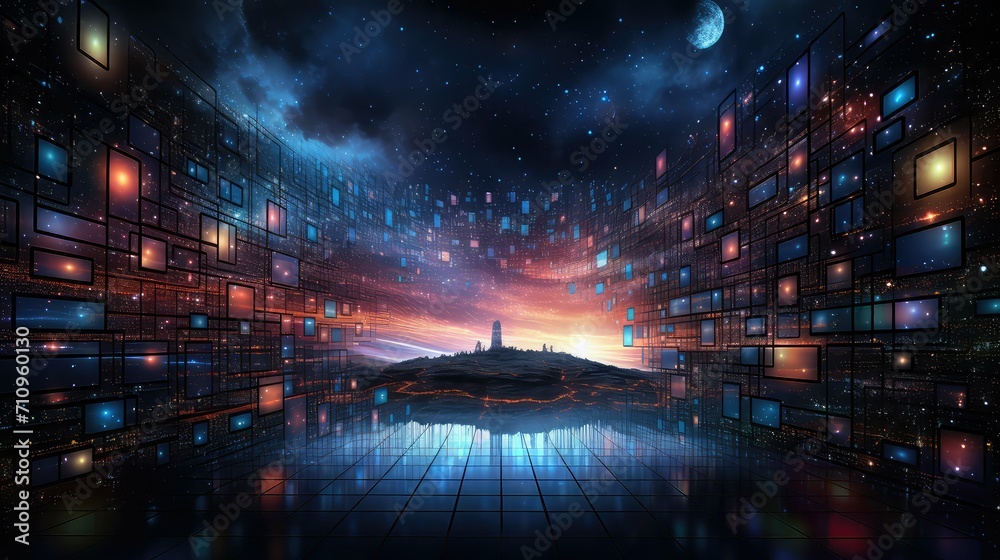 Wall mural design web internet background illustration development technology, online digital, browsing search 