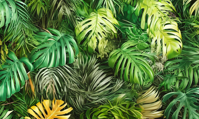 Fototapeta na wymiar Tropische Grünblätter-Oase: Eine erfrischende Naturlandschaft für deine Sinne
