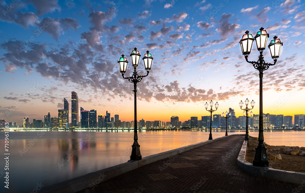 Wall mural Abu Dhabi Skyline Corniche at morning - UAE