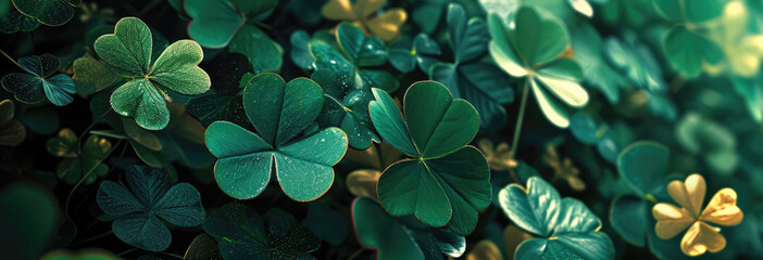 Lush clovers with a touch of gold, embodying the festive spirit of St. Patrick's Day.