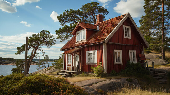 Scandinavian housing stock photo House Sweden Scand. Generative AI