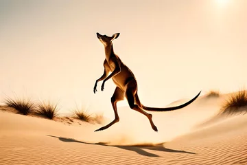 Fotobehang kangaroo in the desert © Sidra