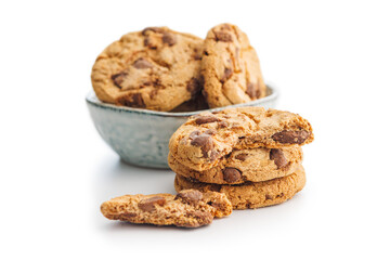 Sweet chocolate cookies isolated on white background.