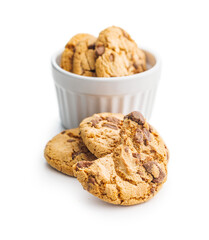 Sweet chocolate cookies isolated on white background.