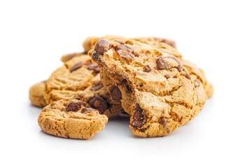 Sweet chocolate cookies isolated on white background.