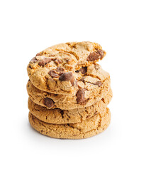 Sweet chocolate cookies isolated on white background.