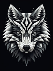 An abstract geometric pattern that forms a wolf's face when viewed from a distance created with Generative Ai
