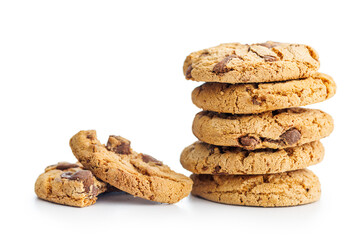 Sweet chocolate cookies isolated on white background.