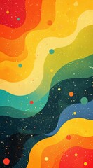 A vibrant abstract design with wavy patterns in a spectrum of warm colors