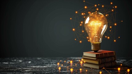 Light Bulb on Stack of Books - Powered by Adobe