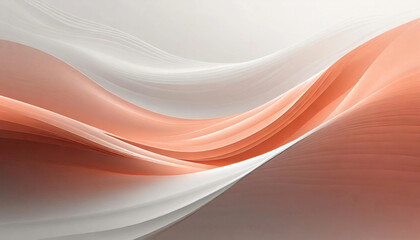 Fototapeta premium 3D Light White Background with DarkSalmon color waves and gradient effect; abstract wallpaper; elegant horizontal banner. 