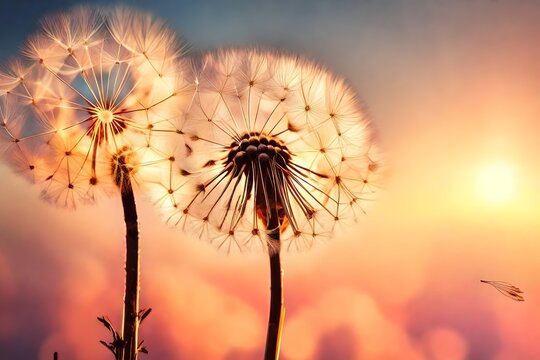 Dandelion Wishes in Sunset Breeze