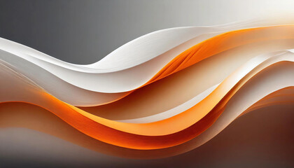Abstract background with waves. 3D Light White Background with orange waves and gradient effect; abstract wallpaper; elegant horizontal banner. 
