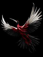 An origami crane mid-flight, morphing into real birds, in the style of transformational art created with Generative Ai