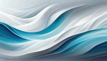 Fototapeta premium 3D Light White Background with blue waves and gradient effect; abstract wallpaper; elegant horizontal banner. abstract blue wave background