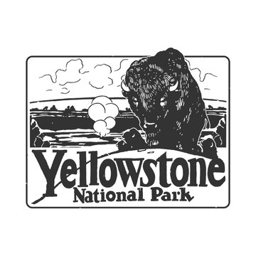 Yellowstone Illustration Clip Art Design Shape. National Park Silhouette Icon Vector.
