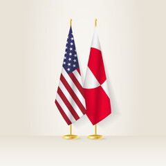 United States and Greenland national flag on a light background. © boldg