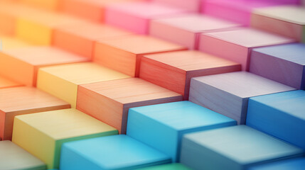 Fototapeta na wymiar Colorful background of wooden blocks. Spectrum of multi colored wooden blocks,Spectrum of stacked multi-colored wooden blocks. Background 