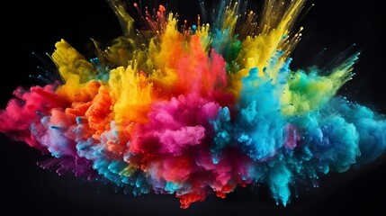 Fototapeta na wymiar Create a colorful powder explosion on a dark surface by painting it.