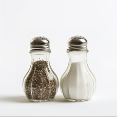 Salt and pepper shakers isolated on a white background