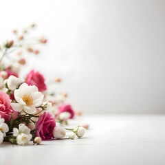Obraz na płótnie Canvas cute flowers on white background, photo, square shape