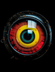 An open camera aperture that morphs into an eyeball, in the style of surrealism created with Generative Ai