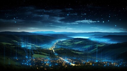 Fototapeta premium Digitales Netzwerk: Unendliche Vernetzung im Cyberspace