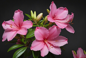 Pink Azalea Blossom on Dark Background