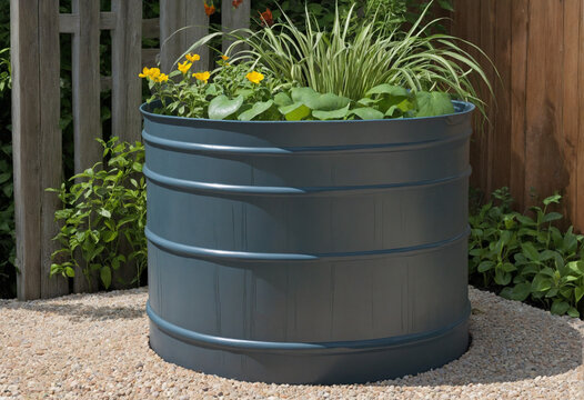 Rainwater collection barrel for the garden