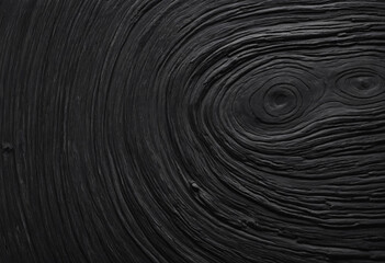 Closeup of charred wood with added texture, displaying annual rings.