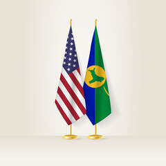 United States and Christmas Island national flag on a light background.