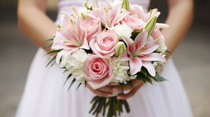 Obraz na płótnie Canvas Captivating wedding bouquet filled with an elegant assortment of delicate and colorful flowers