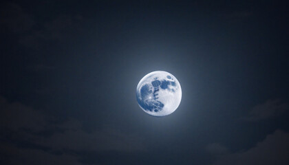 Night clouds part to reveal the glowing Blue Moon