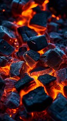 Close-Up of Grill With Hot Coals, A Detailed View of Preparing an Outdoor Barbecue
