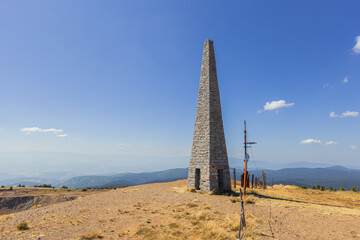 Obelisk on Kopaonik mountain, Serbia, Geodetic Object as a Tourist Attraction.