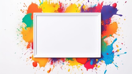 A frame made of white paper and holi colors