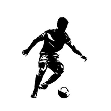 recommend clip art: Football player, soccer, isolated vector silhouette. Team sport athlete logo