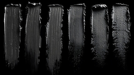3D black paint brush strokes isolated on background. Textured effect bundle. Graphic design...