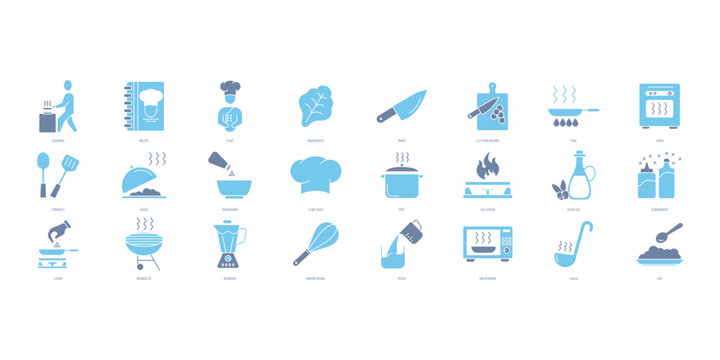 Cooking Icons Set. Set Of Editable Stroke Icons.Vector Set Of Cooking