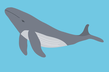 Big whale swimming underwater, World Whale Day banner or card, ecology concept, vector