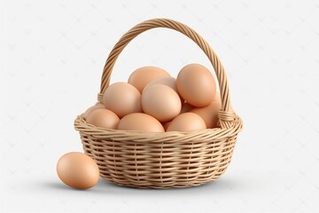Eggs in basket on transparent background. Created using modern technology. Generative AI