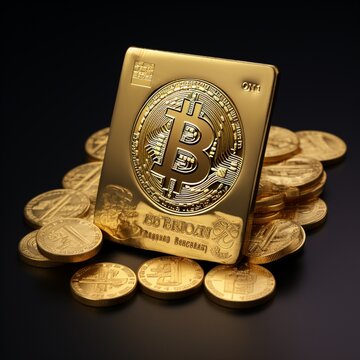 Best bitcoin gold plated commemorative BTC picture Ai generated art